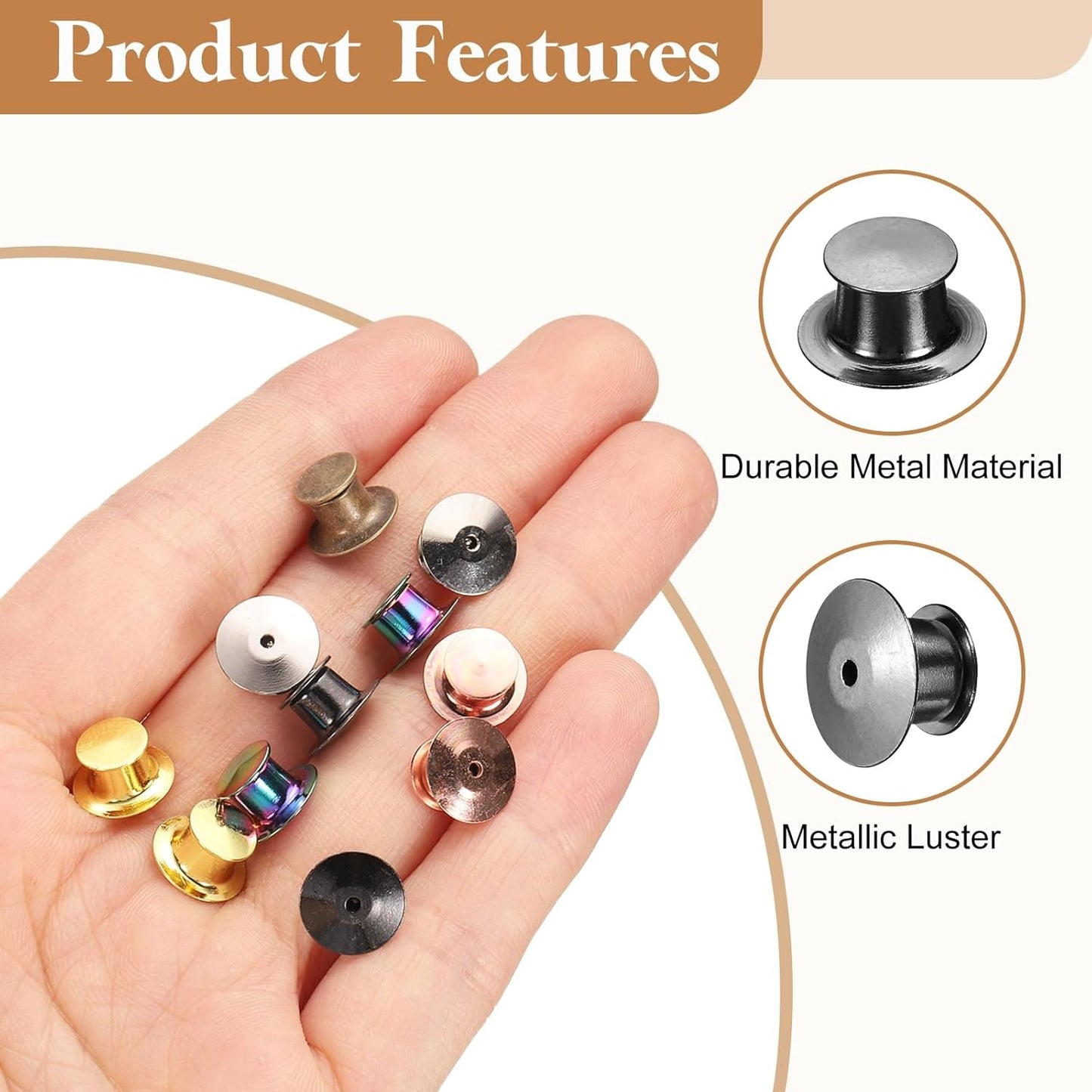 uxcell 30Pcs Metal Locking Pin Backs, Pin Keepers Locking Clasp Flat Head Clamp Needle Back Lock for DIY Brooch Crafts Badges Enamel Lapel, Metallic Black