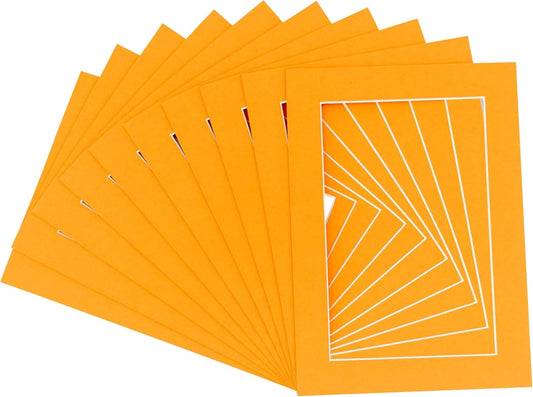 5.5x8.5 Mat for 8.5x11 Frame - Precut Mat Board Acid-Free Orange 5.5x8.5 Photo Matte for a 8.5x11 Picture Frame, Premium Matboard for Family Photos, Show Kits, Art, Picture Framing, Pack of 10 Mats