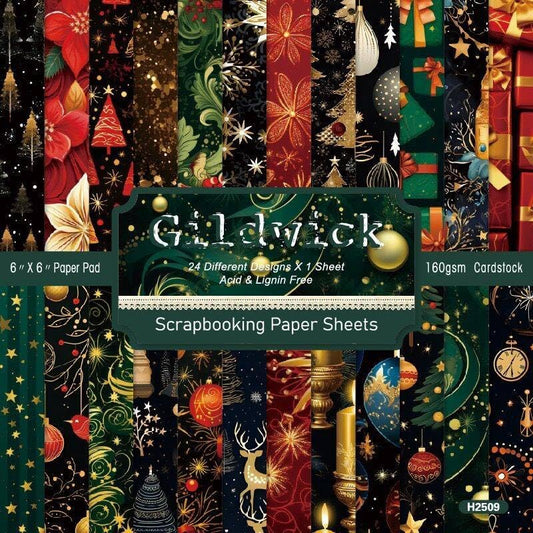 Chritmas Scrapbook Paper Ballon Ribbon Festival Patterned Paper 6×6,24 Sheets Single-Sided Scrapbooking CardStock Papers Pad for Holiday Cardmaking DIY Origami Journaling Papers.
