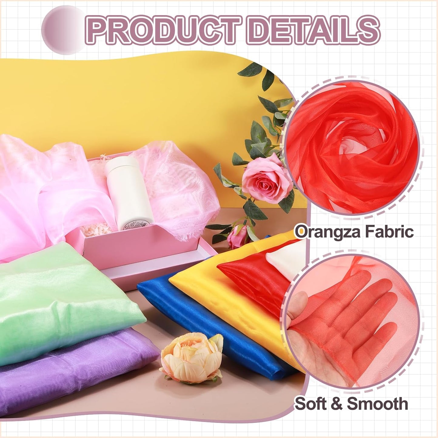 MECCANIXITY Iridescent Sheer Organza Fabric, 2 Yards x 59 Inches Solid Holographic Shiny Fabric Organza Cloth for Wedding, Curtains, Costume, Photo Background, Red