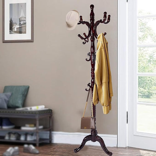 73" Wooden Coat Rack Stand, Coat Racks Freestanding by Unknown