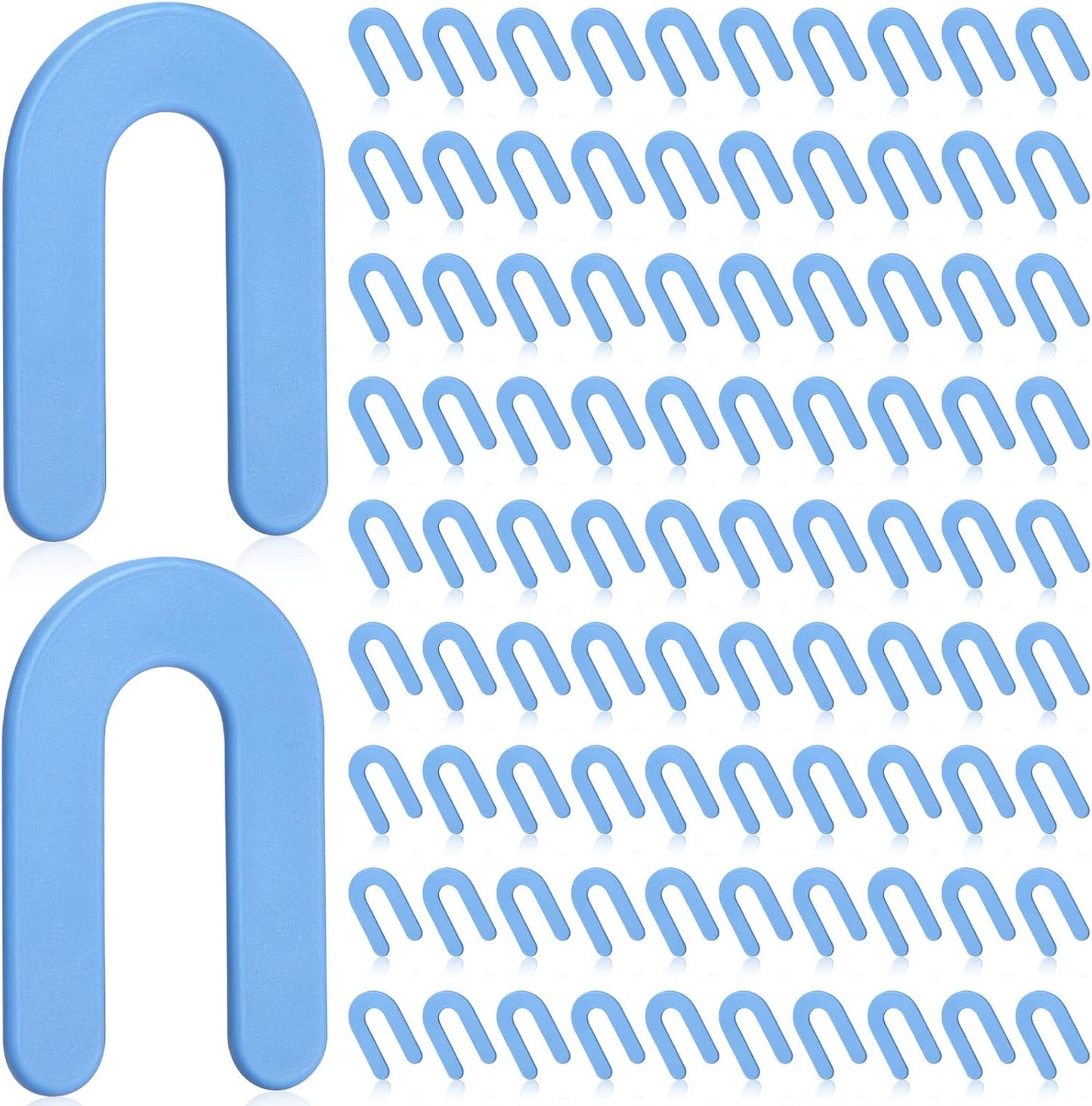 Yookeer 500 Pieces Tile Leveling System Tile Spacers 1/16 Inch, Horseshoe Shim U Shape Plastic Vitrolite Leveling Clips for Various Types, Blue