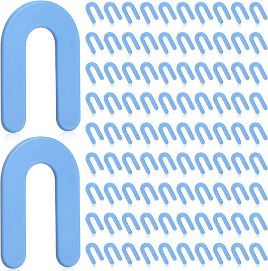 Yookeer 300 Pieces Tile Leveling System Tile Spacers 1/16 Inch, Horseshoe Shim U Shape Plastic Vitrolite Leveling Clips for Various Types, Blue