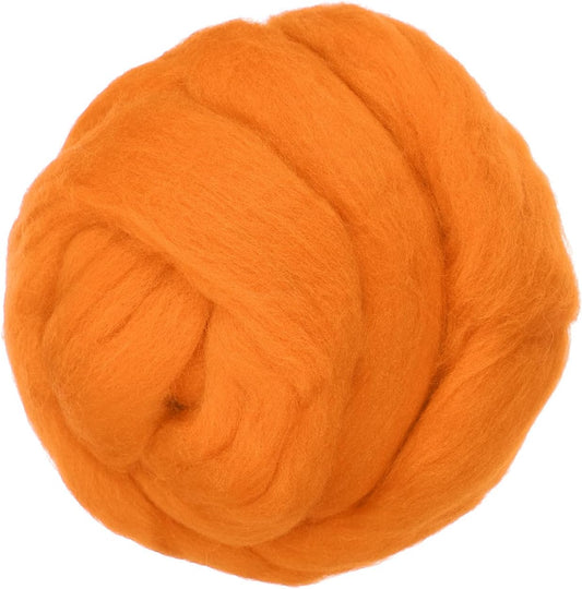 PATIKIL Wool Roving Yarn, 80G/2.82OZ Soft Felting Wool Pure Chunky Roving Yarn Bulk for Needle Felting Knitting Blanket Spinning Weaving DIY Craft, Dark Orange