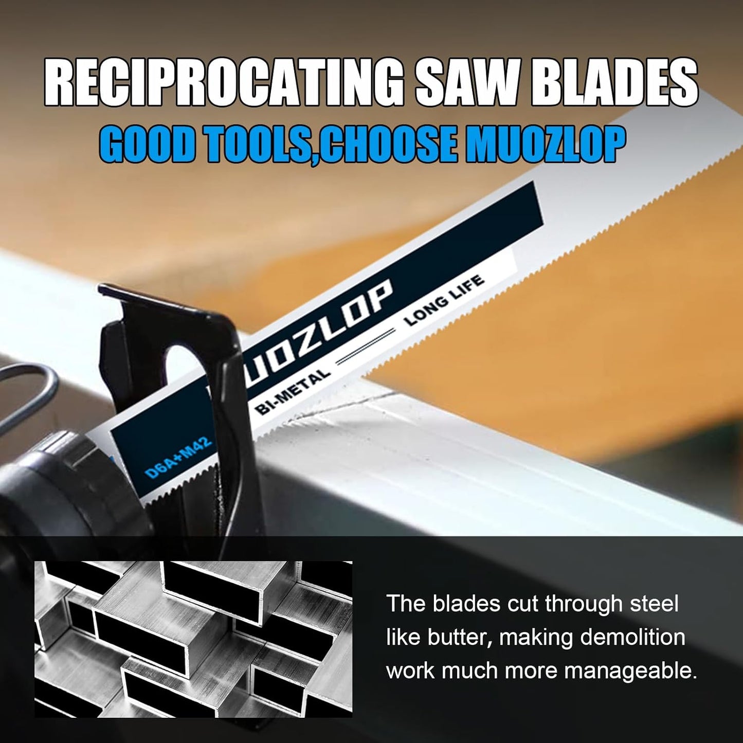 10 Pack 9 inch Reciprocating Saw Blades Set,18 TPI High Carbon Saw Blades, Metal Saw Blades with Organizer Case (10, 18TPI/225mm)