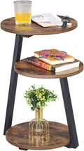 BEWISHOME Round Side Table, 3-Tier End Table, Nightstand by BEWISHOME