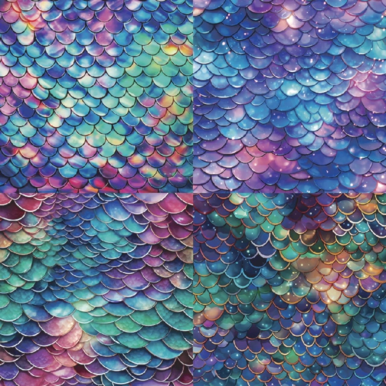 Mermaid Themed Scrapbook Paper Pad 6x6 inches, Single-Sided Scales and Seashell Patterns Designs For Craft - 24 Decor Sheets