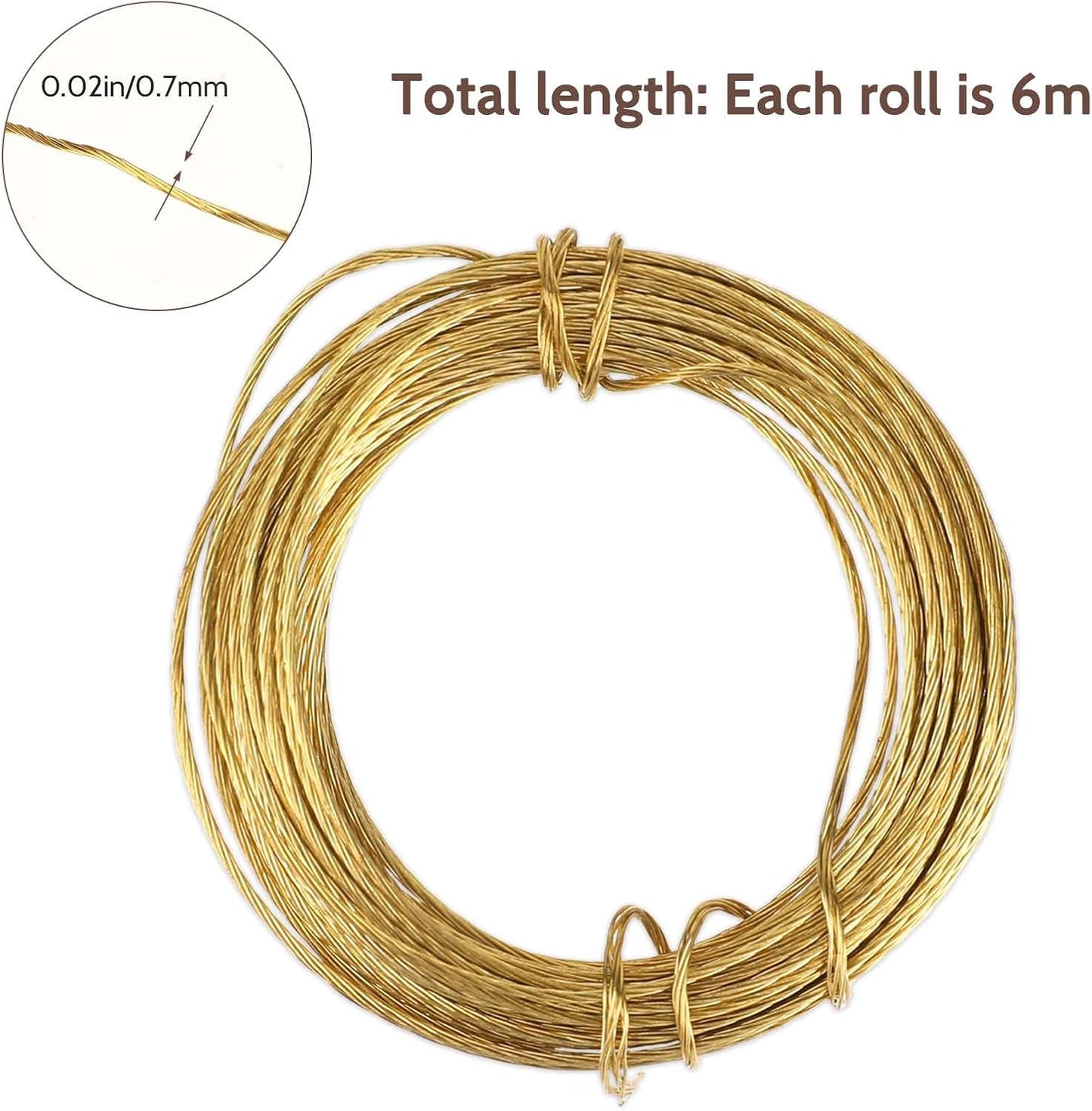 Picture Hanging Brass Wire 20 Feet Braided Picture Wire Multi-Stranded Metal Wire for Artwork, Mirrors, Clocks, Golden