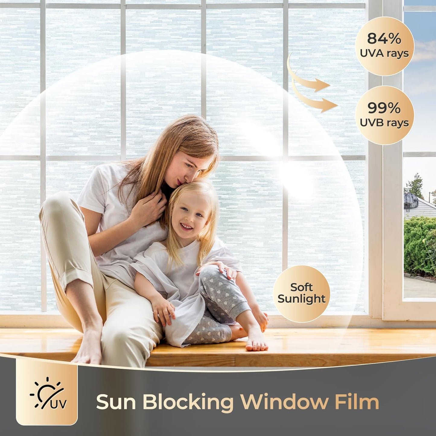 rabbitgoo Window Privacy Film, Frosted Glass Window Film Static Cling Covering, Non Adhesive Privacy Clings Vinyl, Removable Frosting Sticker for Home Decoration, White, 23.6 x 118.1 Inches