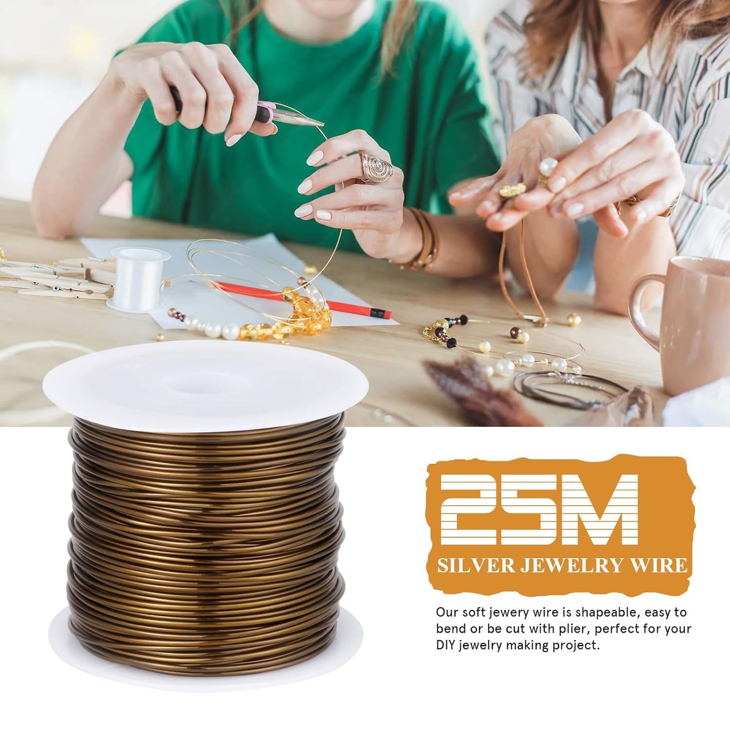 82FT Jewelry Wire 20 Gauge Tarnish-Resistant Copper Beading Wires Roll Bulk for DIY Crafts Jewelry Making, Antique Bronze