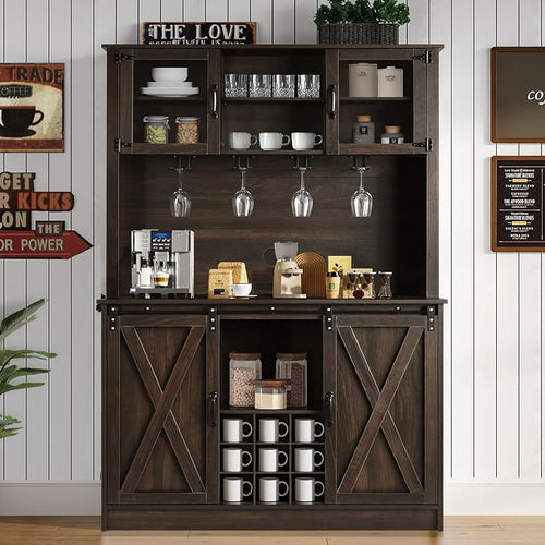 4ever2buy Farmhouse Coffee Bar Cabinet by 4ever2buy