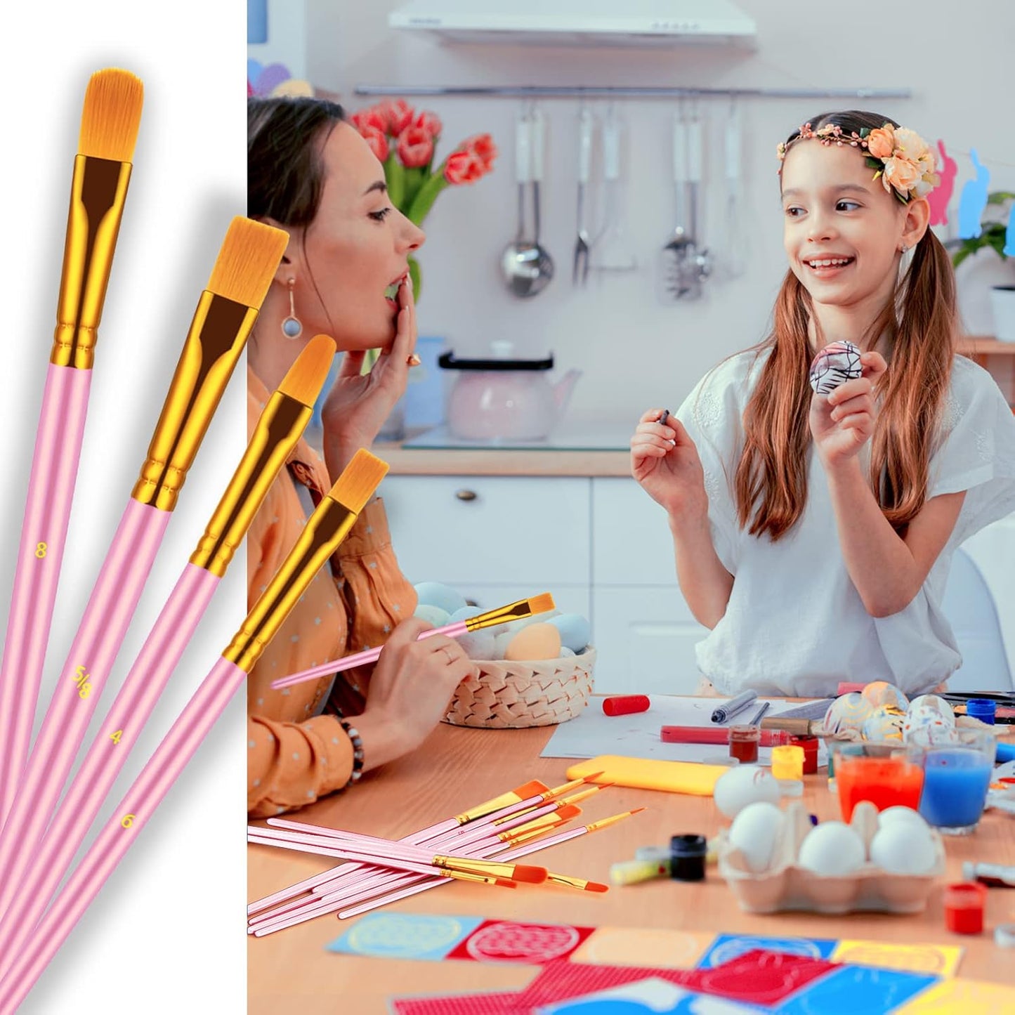 Paint Brushes Set, 30 Pcs Paint Brushes for Acrylic Painting, Oil Watercolor Acrylic Paint Brush, Artist Paintbrushes for Body Face Rock Canvas, Kids Adult Drawing Arts Crafts Supplies, Pink