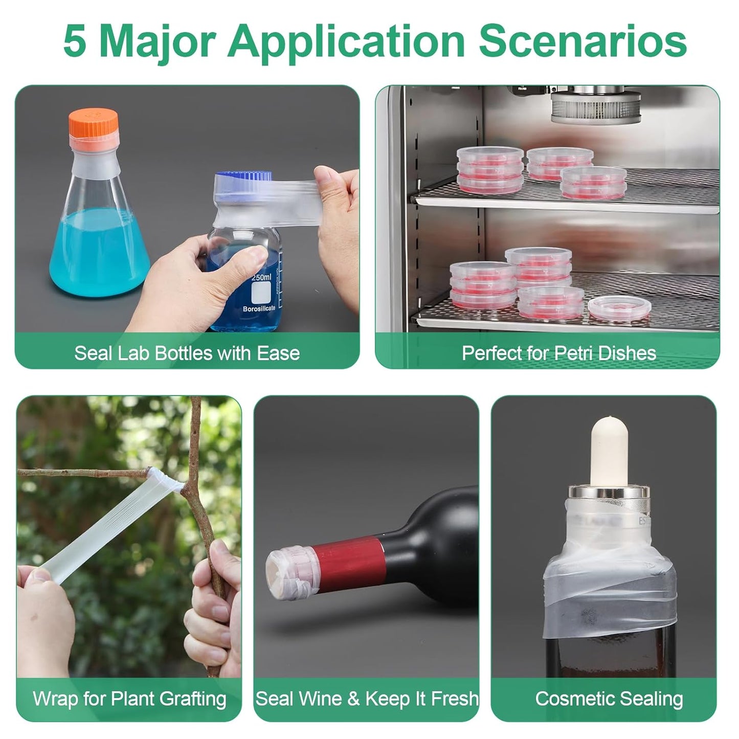 BM-PSF-992 Laboratory Film, Lab Sealing Film, Plastic Film, PM992, 1.2” (3 cm) x 591” (15 m), Self-Sealing Wrap for Plant Grafting and Laboratory Use, No Cutting Required (BM-PSF-992)