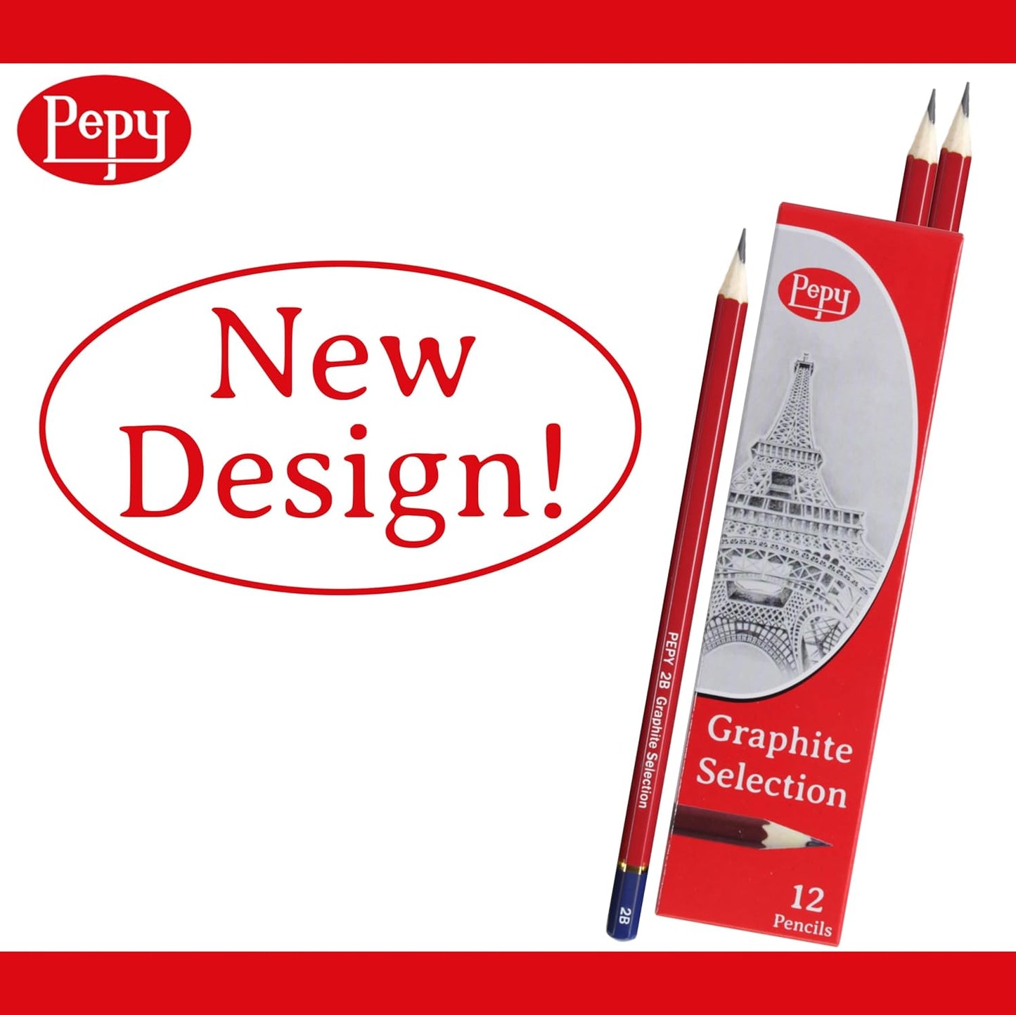 Pepy Graphite Professional Drawing Pencils - Set of 12 6H Pre-Sharpened Black Lead Pencils; Perfect for Drawing, Sketching and Shading, Graphic and Fine Art