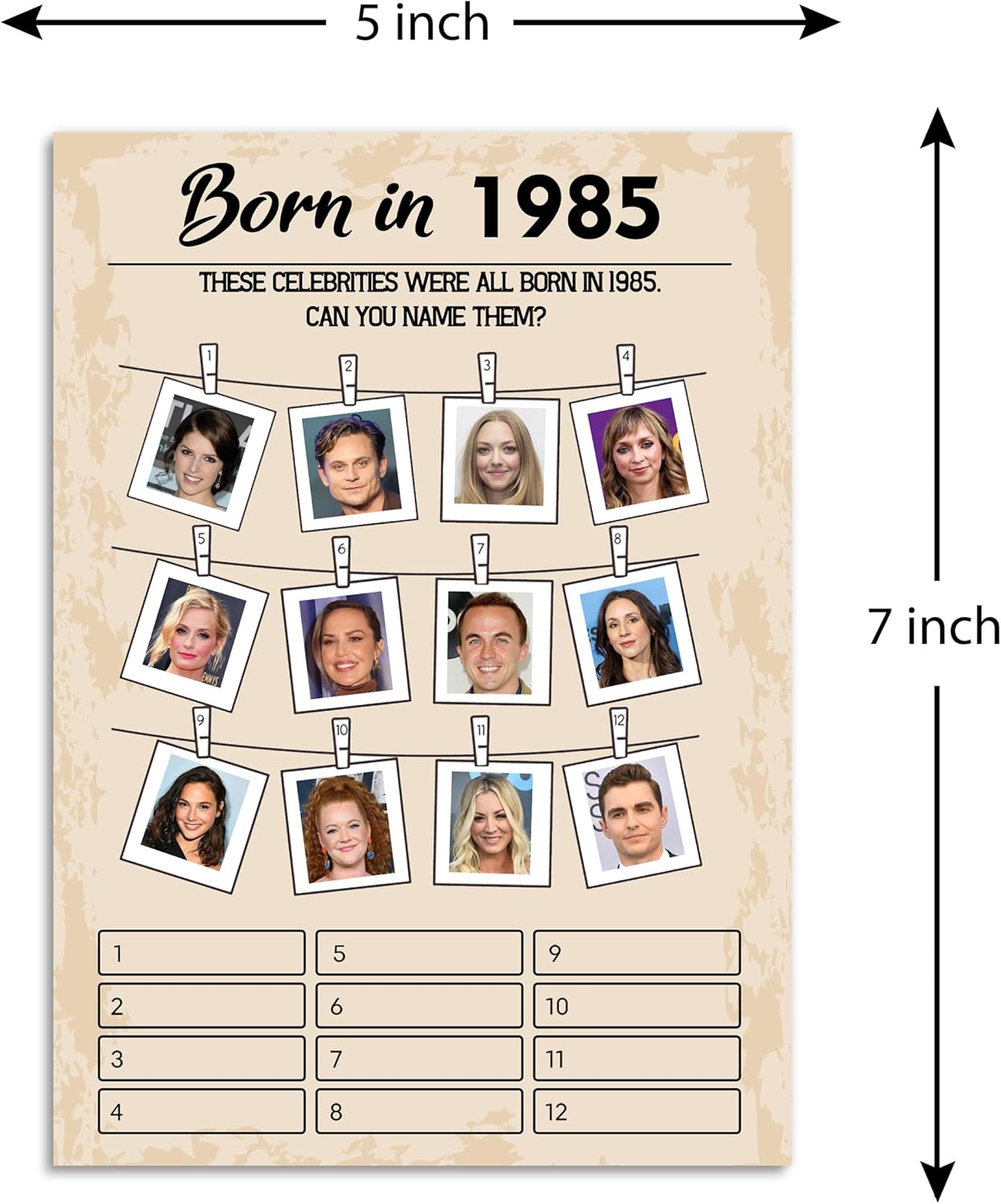 QUPT 40th Birthday Party Games, Set of 2 Activities for 15 Guests, Born in 1985 Games Bundle, Birthday Party Supplies for Adults, Pack of 30 Cards