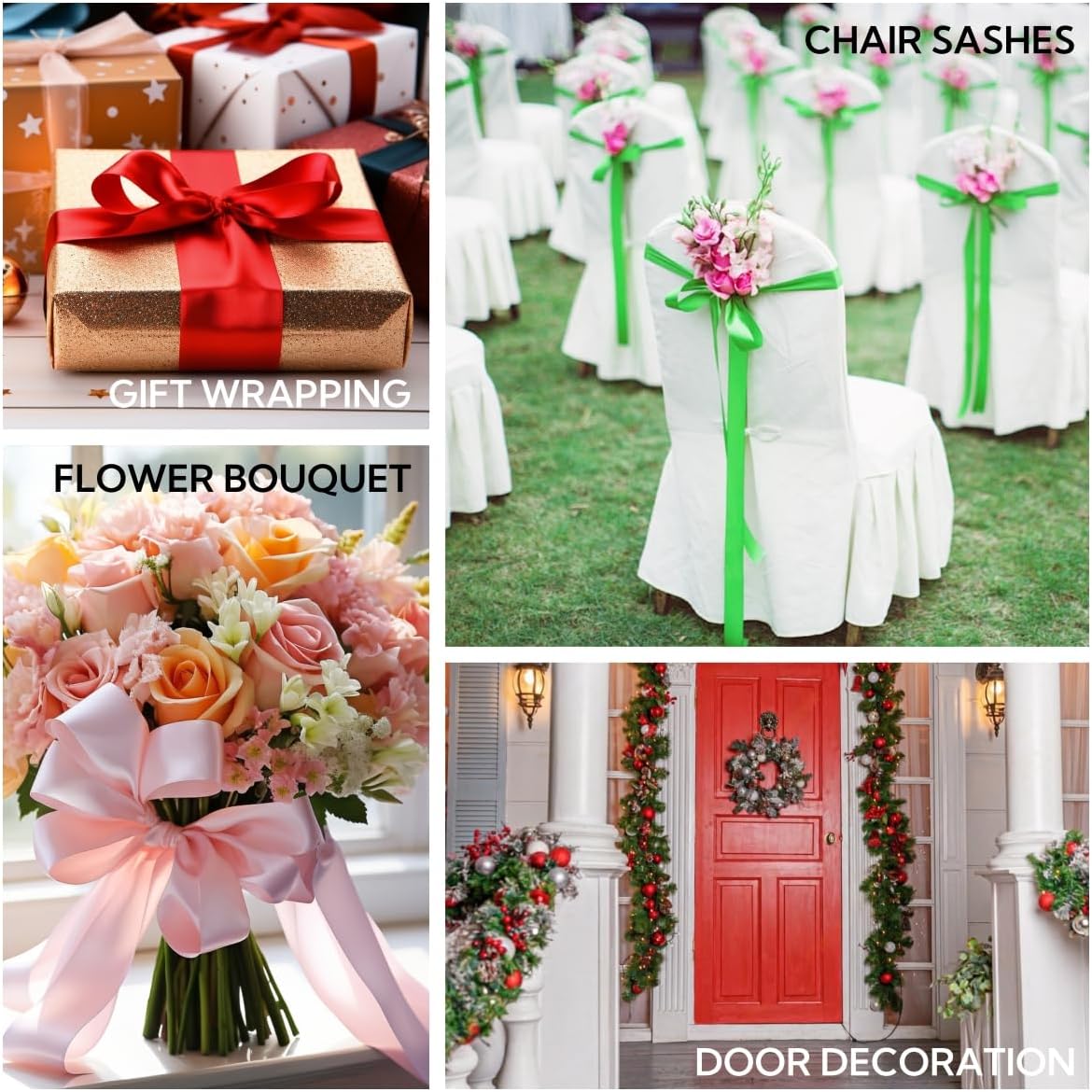 4 Inch 25 Yard Wide Satin Ribbon Green, Solid Fabric Large Ribbon Roll for Cutting Ceremony Wedding Opening Party Decoration, Chairs, Sewing, Festival Pageant Sashes
