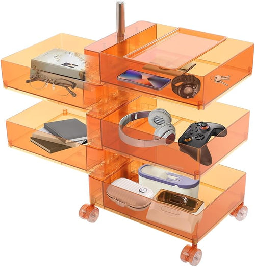5 Tier Storage Cabinet, 360° Rotating Sofa Side Cabinet, Mobile Bedside Table by Unknown