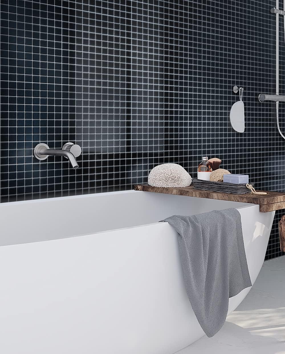 1"x1" Black Matte Finished Glass Mosaic Tile (Sample Swatch- 5"x4")