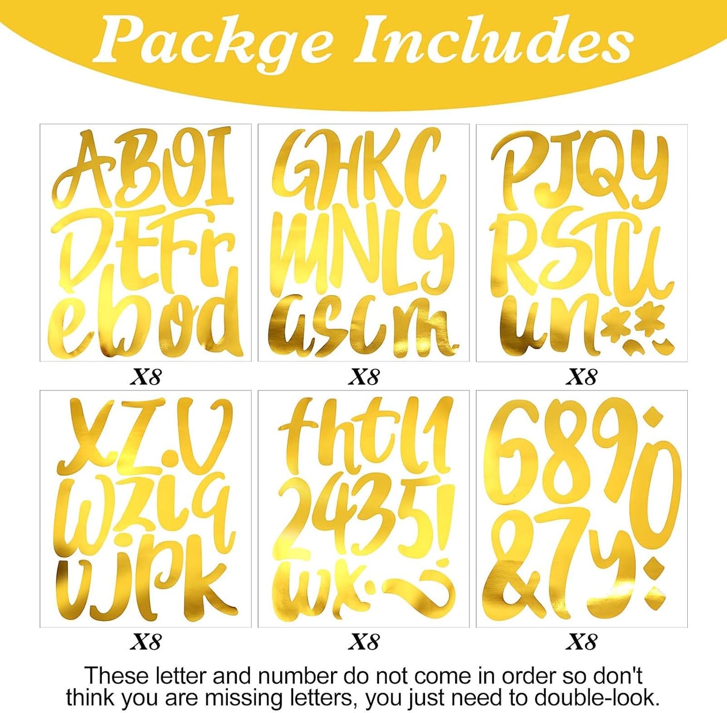 Outus 576 Pieces 8 Sheets Letters Stickers Self Adhesive Vinyl Letter Alphabet Number Stickers Mailbox Numbers Sticker, Decals for Classroom Decor, Sign, Door