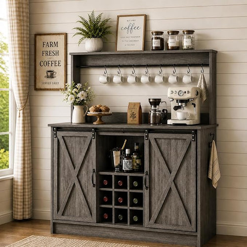4ever2buy Farmhouse Coffee Bar Cabinet by 4ever2buy
