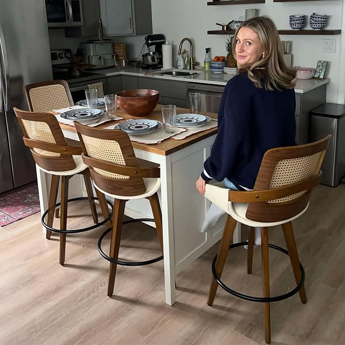 Set of 2 Mid Century Modern Counter Stools - Image 5