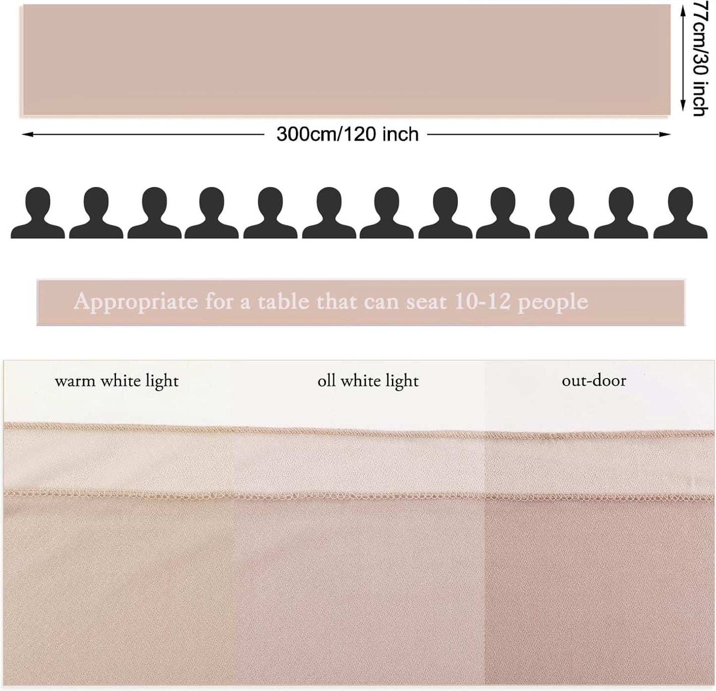 5 Packs Champagne Chiffon Table Runner 30 x 120 Inches Sheer Table Runner 10ft Romantic Chiffon Table Runner for Wedding Decor Birthday Party Bridal Baby Shower Decoration