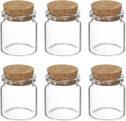 uxcell 6Pcs Mini Glass Bottles with Cork Stoppers, 25ml Small Clear Bottles Glass Empty Jars Vials for DIY Crafts Party Wedding Decor Favors