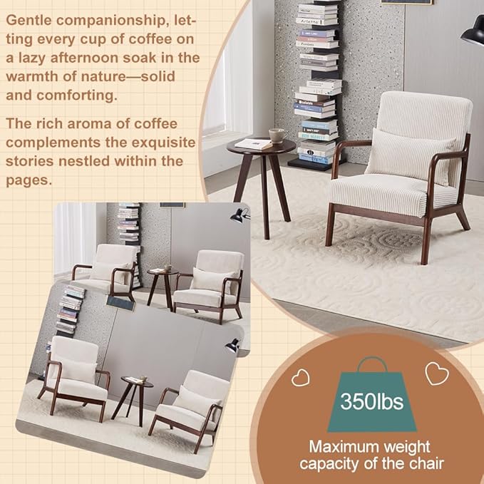 Mid-Century Modern Accent Chair & Coffee Table Set - Image 4