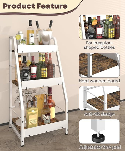 3-Tier Liquor Stand for Home Bar, Trapezoid Freestanding Whisky Bottle Holder - Image 2