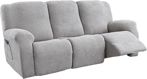 5-Piece Recliner Sofa Covers, Stretch Geometric Strokes Jacquard Recliner Sofa by Unknown