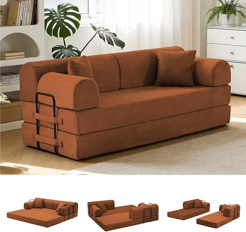 79'' Convertible Sofa Bed, 6 in 1 Folding Floor Futon Couch Sleeper by QQR