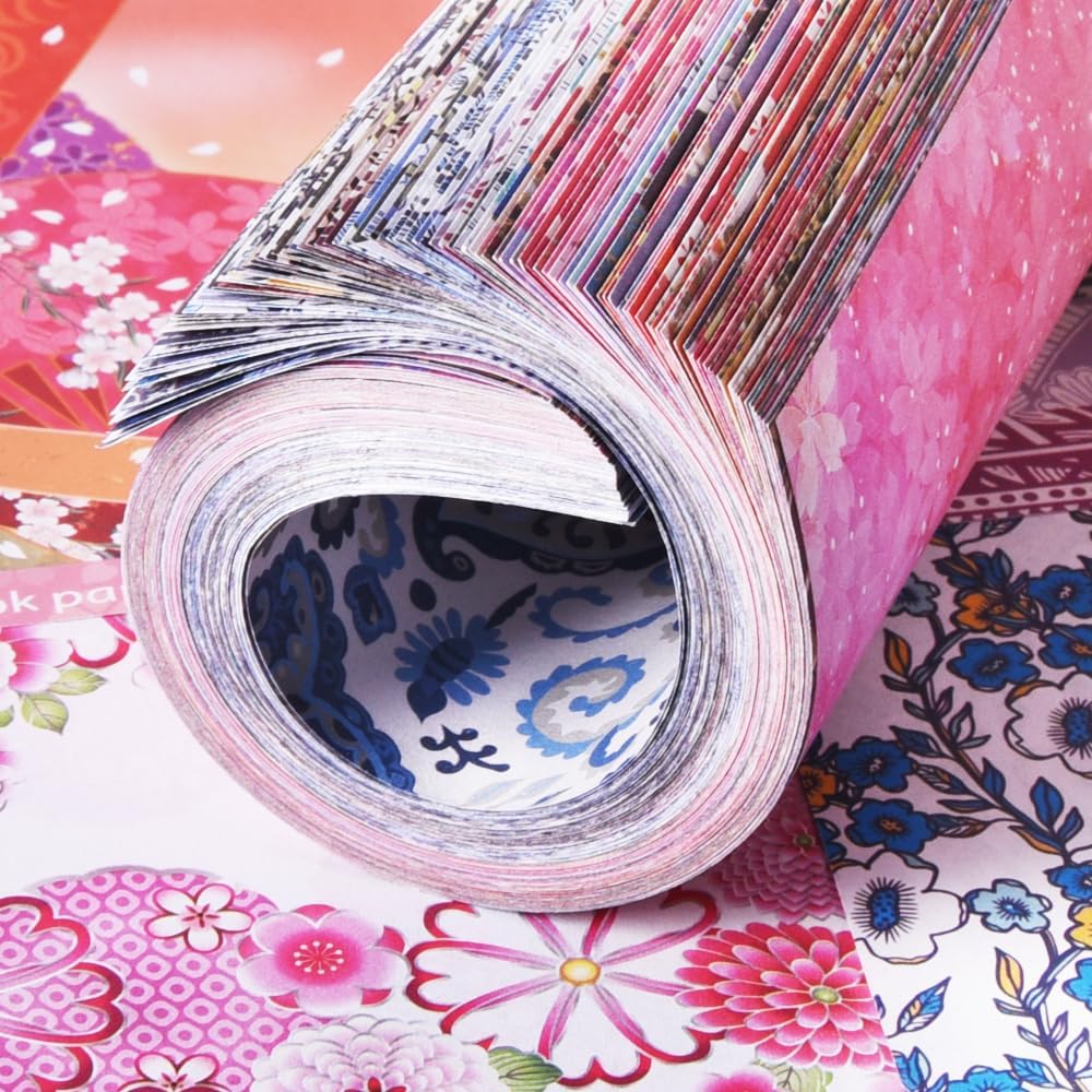 Origami Paper Kit Dobule Sided 100 Sheets 100 Colors 6 Inch Japanese Chiyo Square Easy Fold Arts Crafts DIY Handwork Origami Papers Beginner Sakuras Baroque