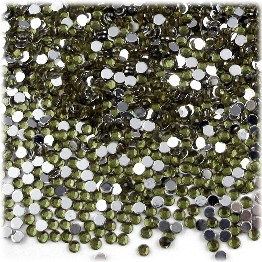 The Crafts Outlet 1,440pc Rhinestones Round 3mm (10ss) Flatback Olive Green