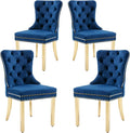 KCC Velvet Dining Chairs Set of 4, Upholstered High-end Tufted Dining Chair by KCC