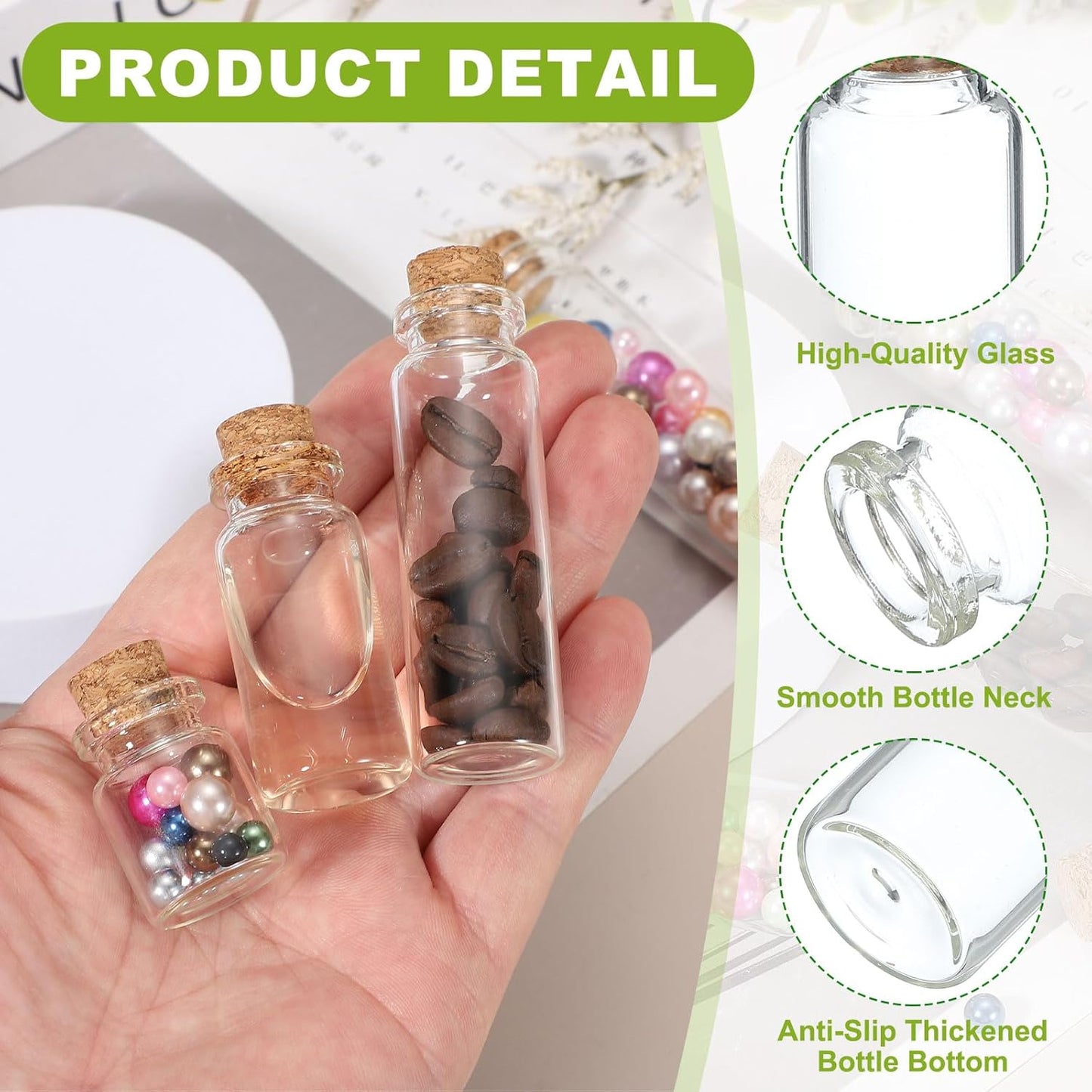 uxcell 6Pcs Mini Glass Bottles with Cork Stoppers, 40ml Small Clear Bottles Glass Empty Jars Vials for DIY Crafts Party Wedding Decor Favors
