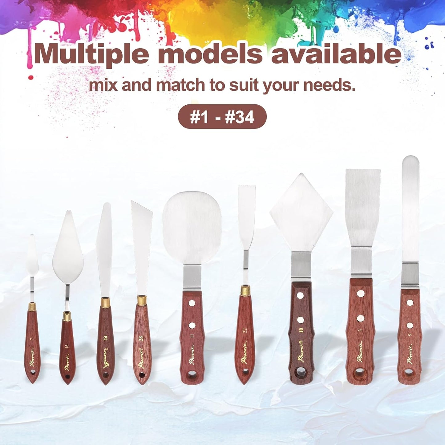 MECCANIXITY Pack of 1 Palette Knife No.7, 8.3" Long Palette Knives with Stainless Steel Flexible Spatula Pallet Knife and Wood Handle for Scraping, Mixing, Oil Acrylic Painting Canvas