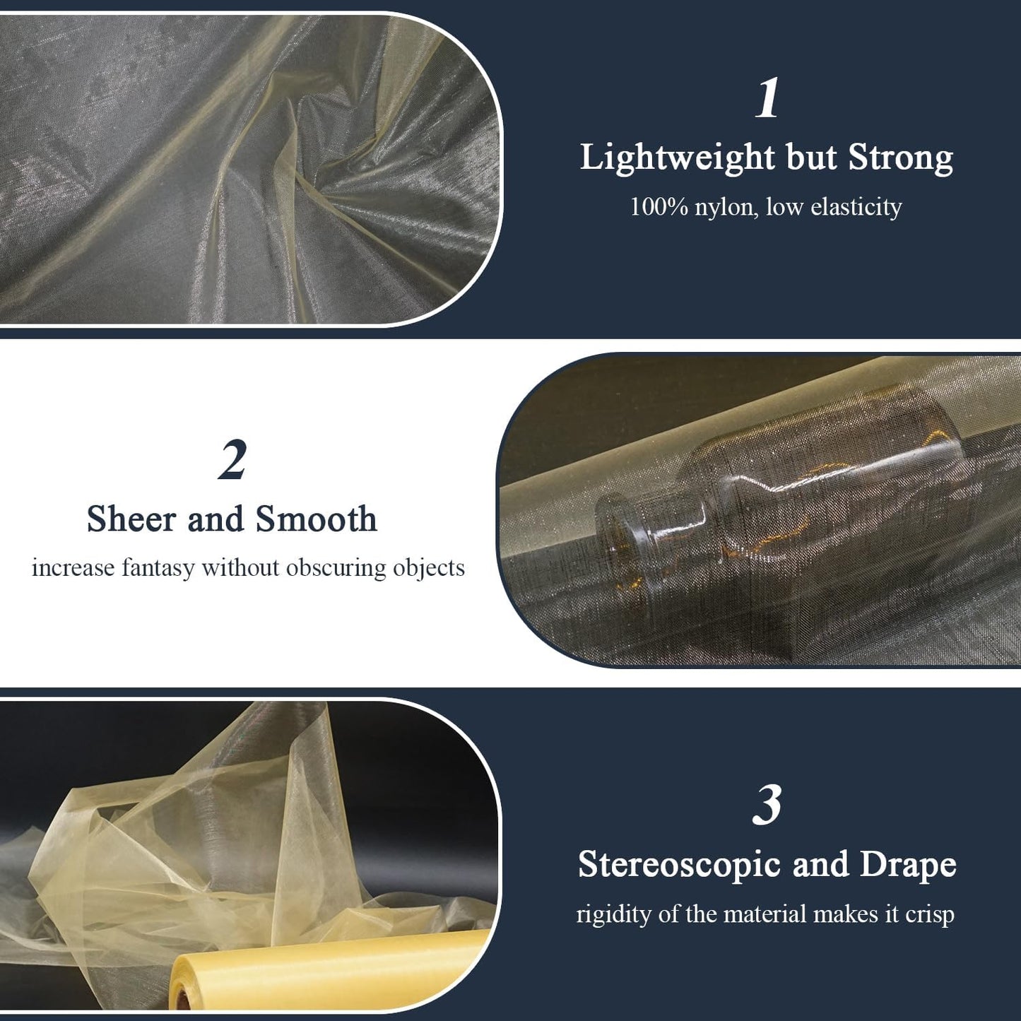 Gold Organza Tulle Fabric Rolls, Crystal Organza 12" by 50 Yards (150 ft) Sheer Nylon Silky Shiny Netting Spool Bolt for DIY Craft Table Runner Wedding Baby Shower Party Decor (Gold)