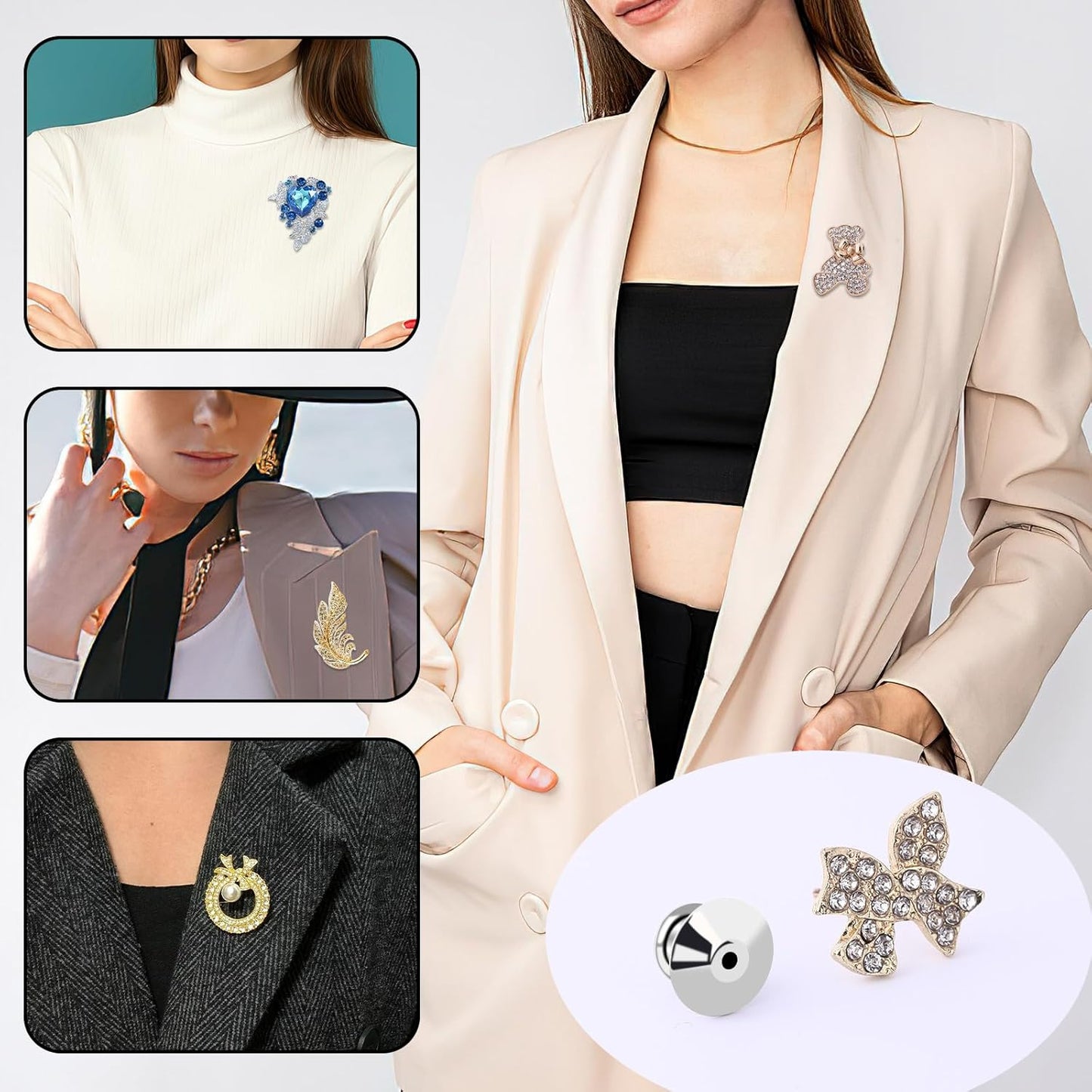 DECYOOL 30PCS Metal Locking Pin Backs, Pin Keepers Clasp Pin Backs Locking Buckles for Brooch DIY Crafts Badges Enamel Lapel Needles Pin Lock