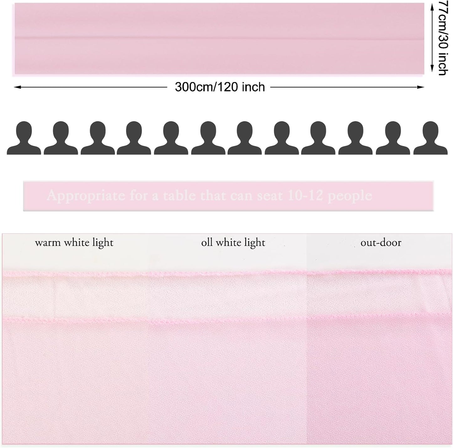 5 Packs 10ft Blushing Pink Chiffon Table Runner 30 x 120 Inches Romantic Sheer Table Decorations Long Tulle Runner for Wedding Bridal Shower Party Supplies Decor