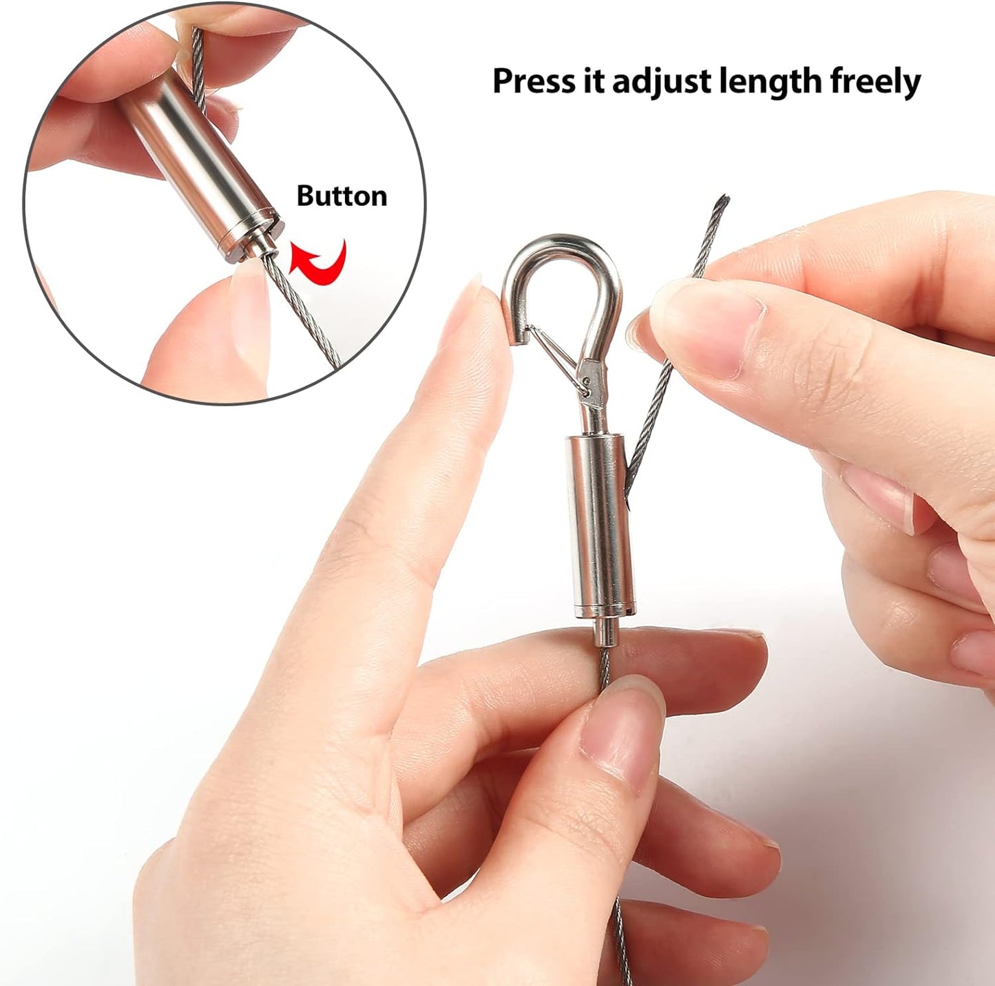 4Pcs 2m x 1.5mm Adjustable Picture Hanging Wire Kit,Heavy Duty Stainless Steel Rope for Hanging Mirrors,Frames,Lamps,Holds Up to 66lbs(30kg)