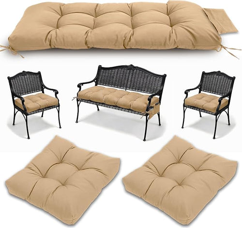 3 Pcs Wicker Chair Cushions Patio Loveseat Chaise Cushion Set by YDDSKY