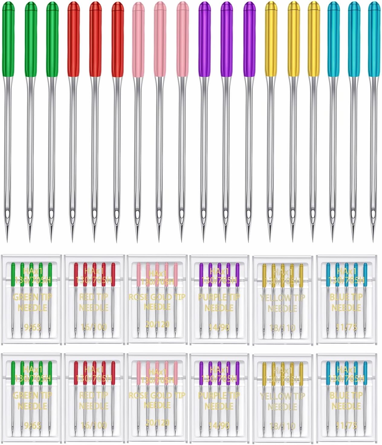 HONEYSEW 60 Pieces Sewing Machine Needles Universal Regular Point Machine Needles for Home Sewing Machine Compatible with Singer, Brother and Old Sewing Machine (Blue, Size 11-60PCS)