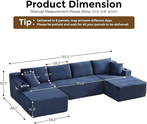 133" Oversized Cloud Boneless Sofa Couch - Image 2