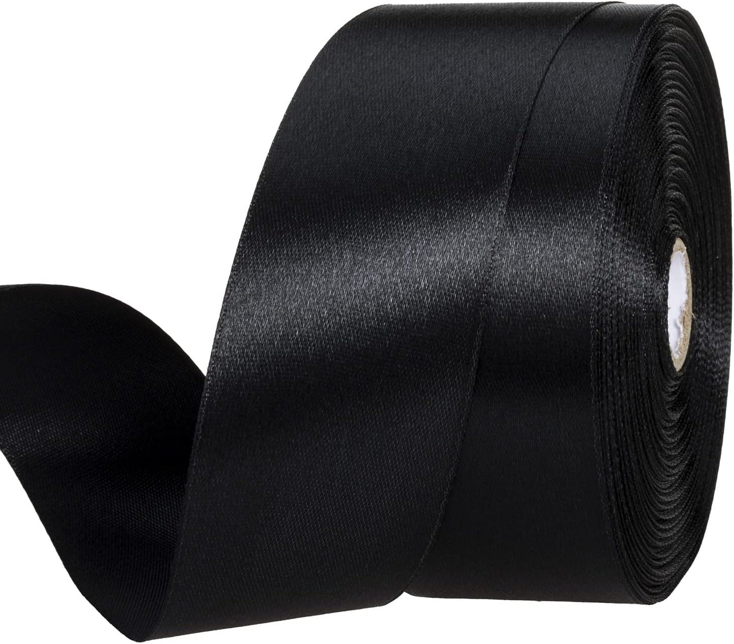 1 1/2 Inch Black Solid Satin Ribbon, 50 Yards Craft Fabric Ribbon for Gift Wrapping Floral Bouquets Wedding Party Decoration