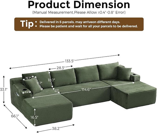 133" Oversized Cloud Boneless Sofa Couch - Image 2