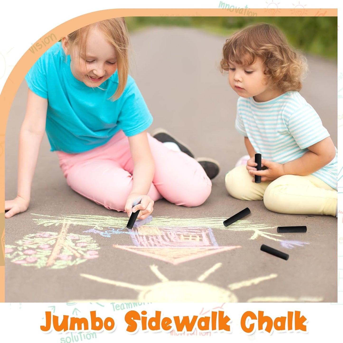 20 Pcs Sidewalk Chalks for Kids Non Toxic Jumbo Chalk for Party Gift Outdoor Art Classroom Play Painting (Black)