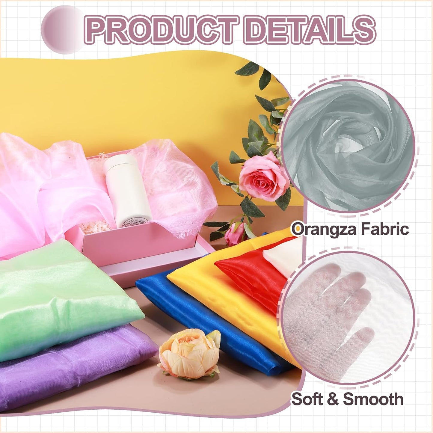 MECCANIXITY Iridescent Sheer Organza Fabric, 2 Yards x 59 Inches Solid Holographic Shiny Fabric Organza Cloth for Wedding, Curtains, Costume, Photo Background, Grey