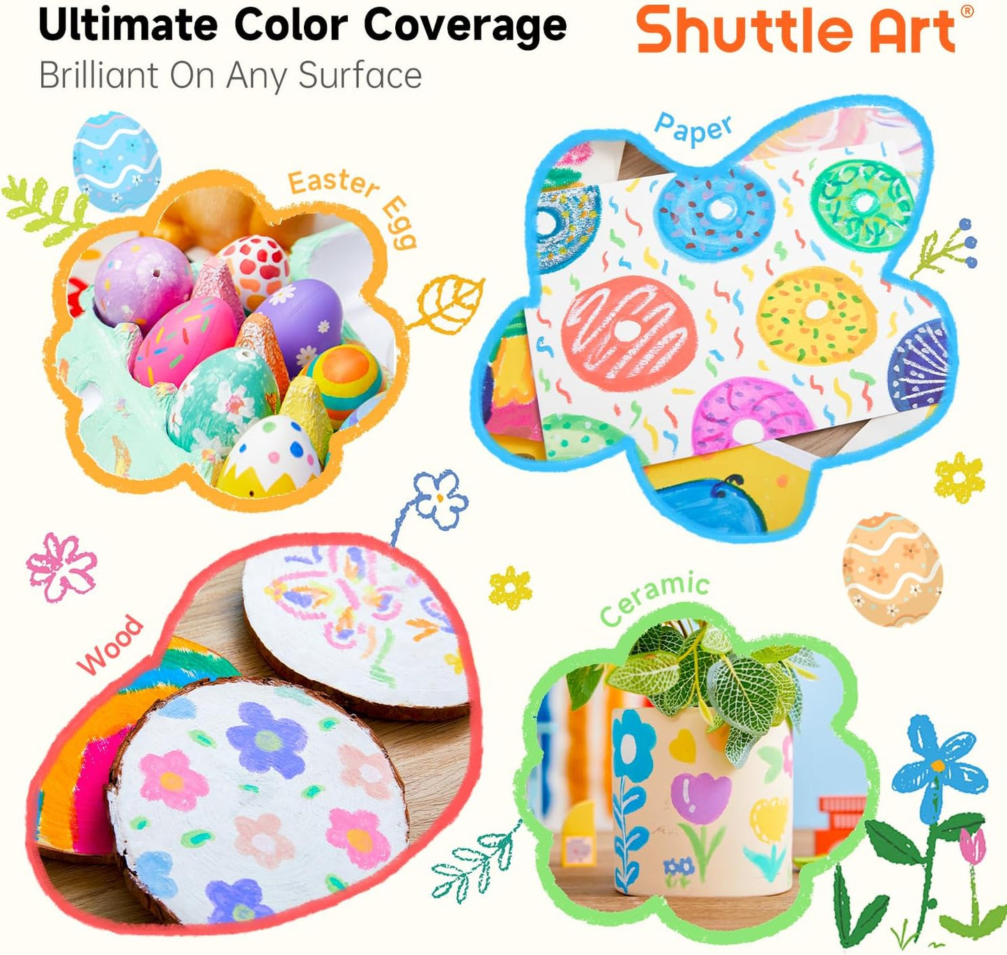 Shuttle Art Tempera Paint Sticks, 20 Pastel Colors, Solid Tempera Paint for Kids, Super Quick Drying, Works Great on Paper Wood Glass Ceramic Canvas