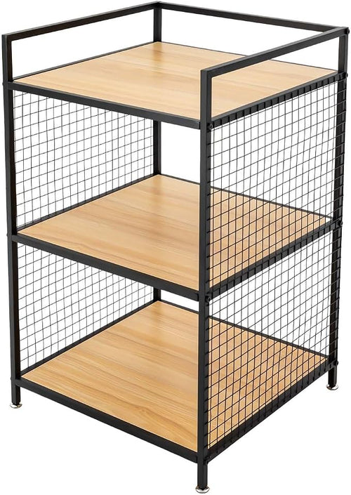 3-Tier Heavy Duty Shelving Unit, Small Bookshelf Rustic Wood and Metal Shelving by Libsaerty-Buynow_LLC