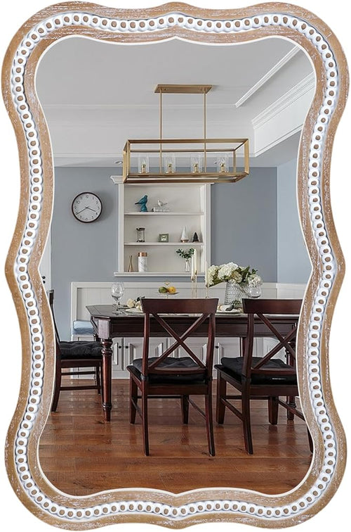 35x24 Inch Wavy Wooden Frame Mirror by DecointoWallDecor